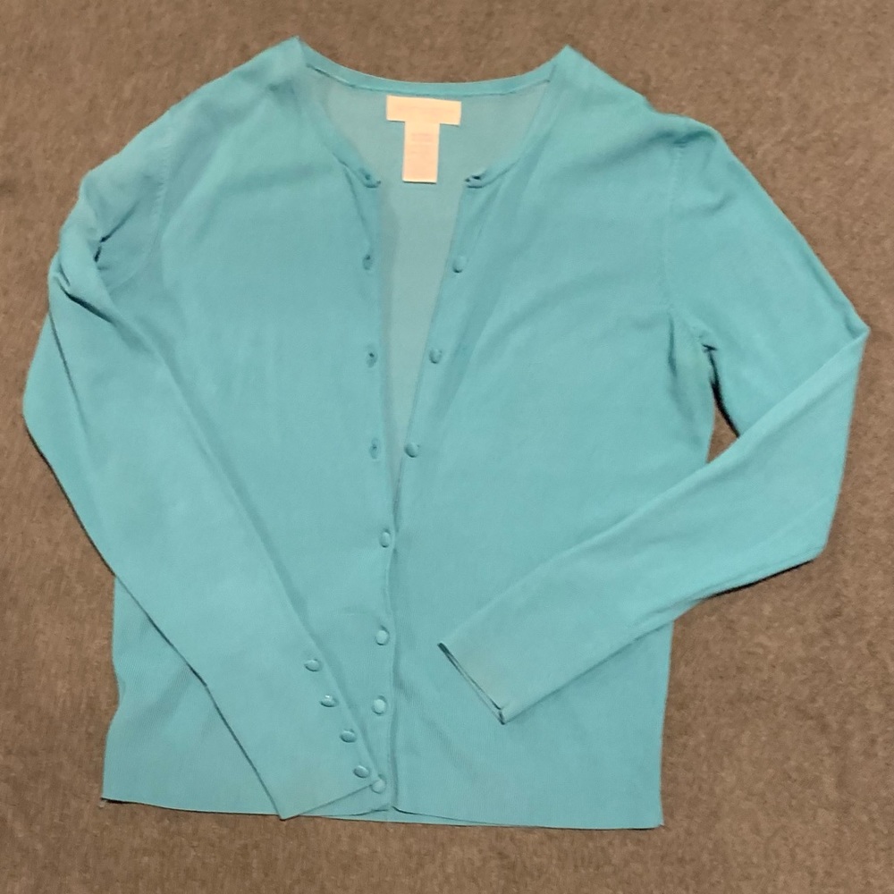 Ladies stylish button up sweater blouse size M